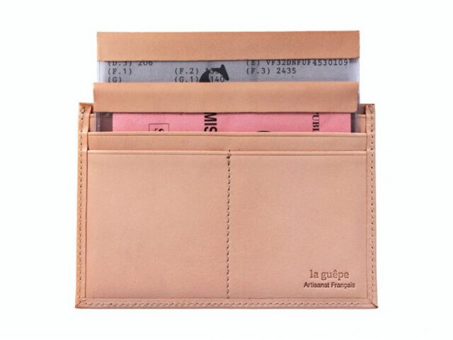La Guêpe - Petite Maroquinerie - Porte papier auto compact "Luxe" tout cuir nude - PM-003-01