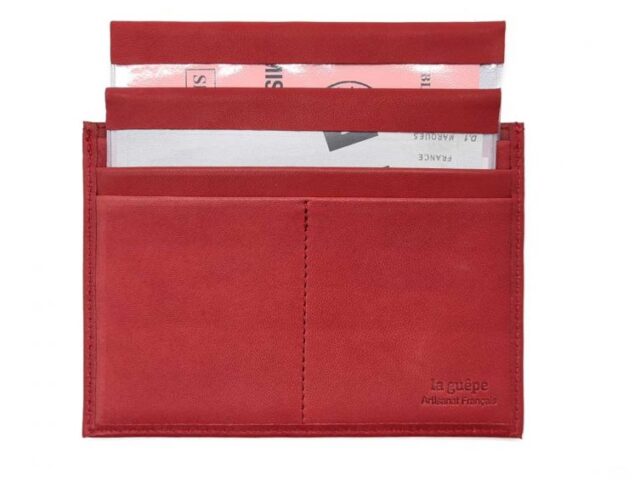 La Guêpe - Petite Maroquinerie - Porte papier auto compact "Luxe" tout cuir rouge - PM-003-01
