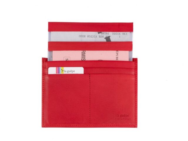 La Guêpe - Petite Maroquinerie - Porte papier auto compact "Luxe" tout cuir rouge - PM-003-01