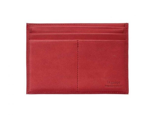 La Guêpe - Petite Maroquinerie - Porte papier auto compact "Luxe" tout cuir rouge - PM-003-01