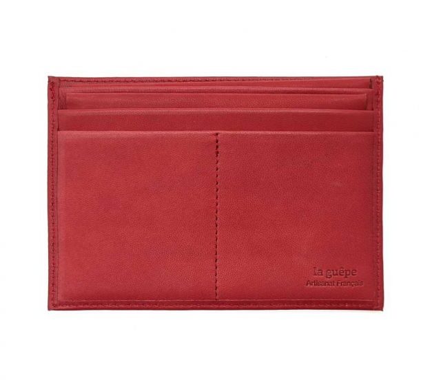 La Guêpe - Petite Maroquinerie - Porte papier auto compact "Luxe" tout cuir rouge - PM-003-01