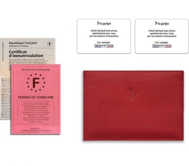 La Guêpe - Petite Maroquinerie - Porte papier auto compact "Luxe" tout cuir rouge - PM-003-01