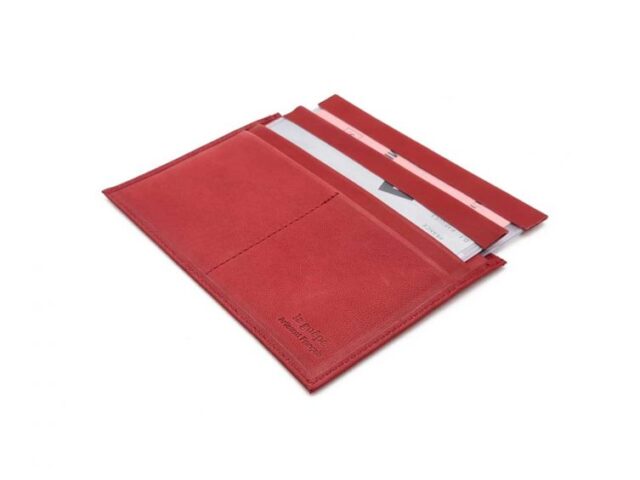 La Guêpe - Petite Maroquinerie - Porte papier auto compact "Luxe" tout cuir rouge - PM-003-01