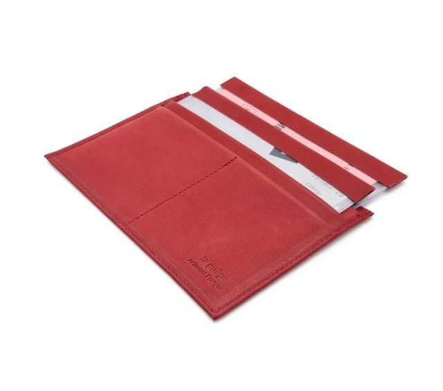 La Guêpe - Petite Maroquinerie - Porte papier auto compact "Luxe" tout cuir rouge - PM-003-01