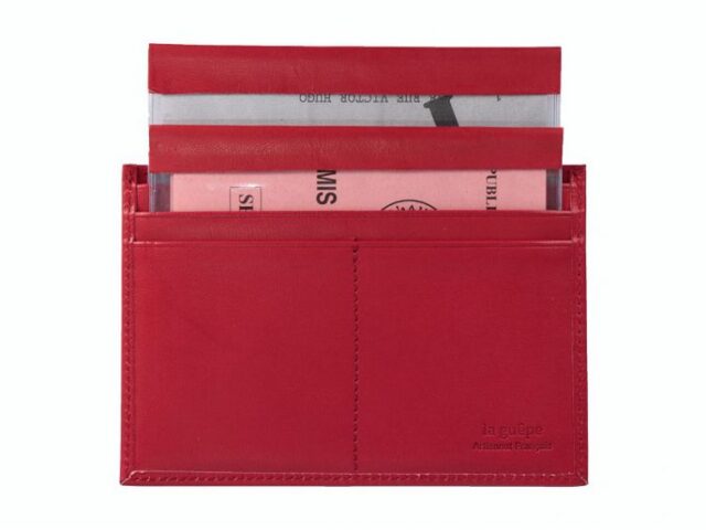 La Guêpe - Petite Maroquinerie - Porte papier auto compact "Luxe" tout cuir rouge - PM-003-01