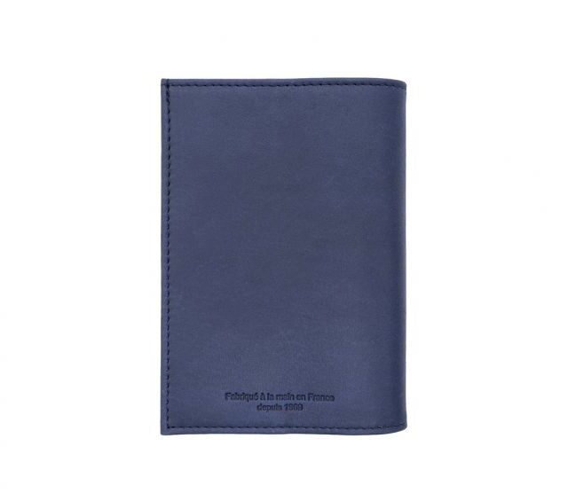 La Guêpe - Petite Maroquinerie - Porte passeport en cuir bleu - B41