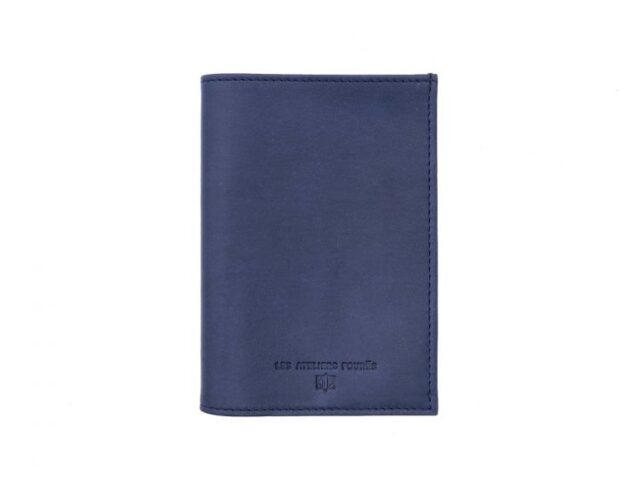 La Guêpe - Porte passeport en cuir bleu – B41