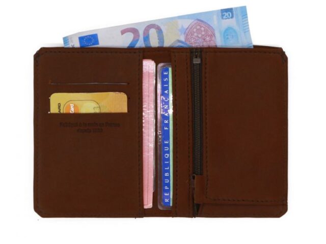 La Guêpe - Petite Maroquinerie - Portefeuille 2 volets anti-rfid en cuir cognac - 958 X