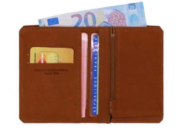 La Guêpe - Petite Maroquinerie - Portefeuille 2 volets anti-rfid en cuir fauve - 958 X