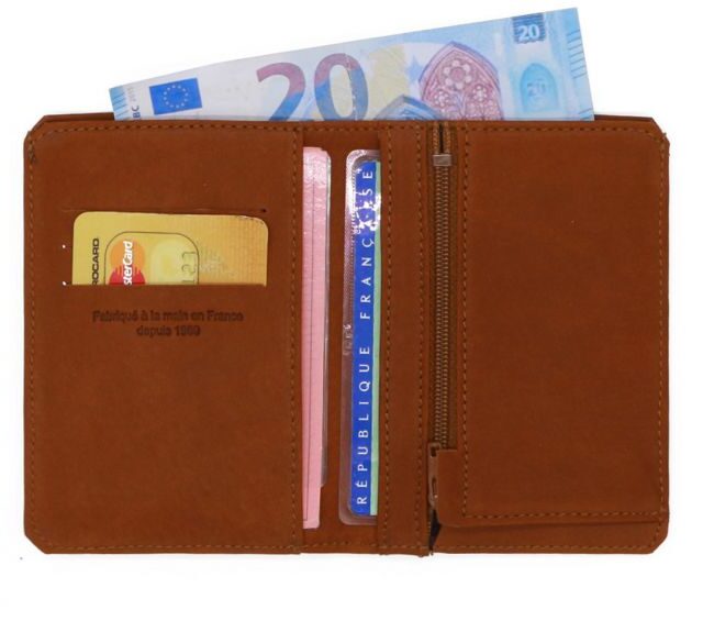 La Guêpe - Petite Maroquinerie - Portefeuille 2 volets anti-rfid en cuir fauve - 958 X