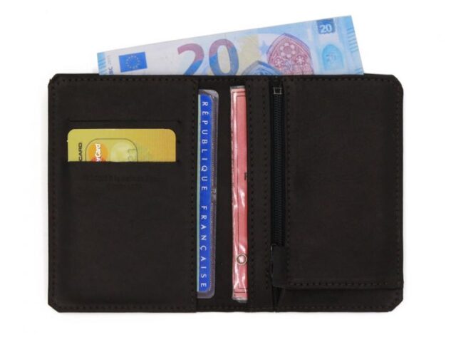 La Guêpe - Petite Maroquinerie - Portefeuille 2 volets anti-rfid en cuir noir - 958 X