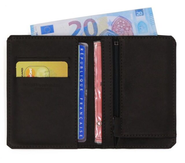 La Guêpe - Petite Maroquinerie - Portefeuille 2 volets anti-rfid en cuir noir - 958 X