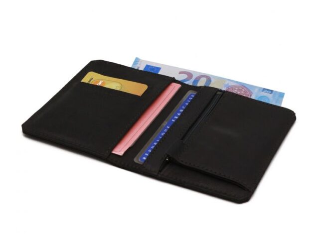 La Guêpe - Petite Maroquinerie - Portefeuille 2 volets anti-rfid en cuir noir - 958 X