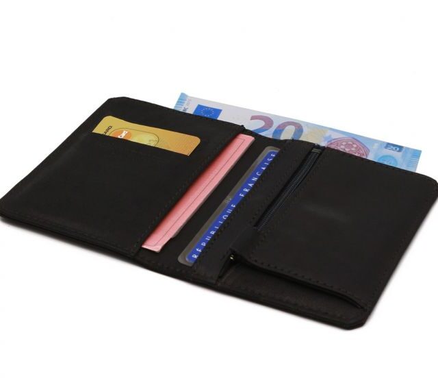 La Guêpe - Petite Maroquinerie - Portefeuille 2 volets anti-rfid en cuir noir - 958 X