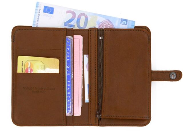 La Guêpe - Petite Maroquinerie - Portefeuille 2 volets en cuir cognac - 901