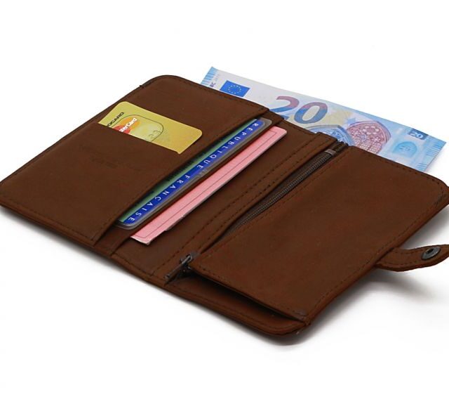 La Guêpe - Petite Maroquinerie - Portefeuille 2 volets en cuir cognac - 901