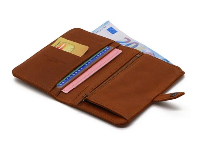 La Guêpe - Petite Maroquinerie - Portefeuille 2 volets en cuir fauve- 901