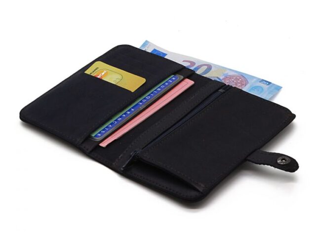 La Guêpe - Petite Maroquinerie - Portefeuille 2 volets en cuir marine - 901