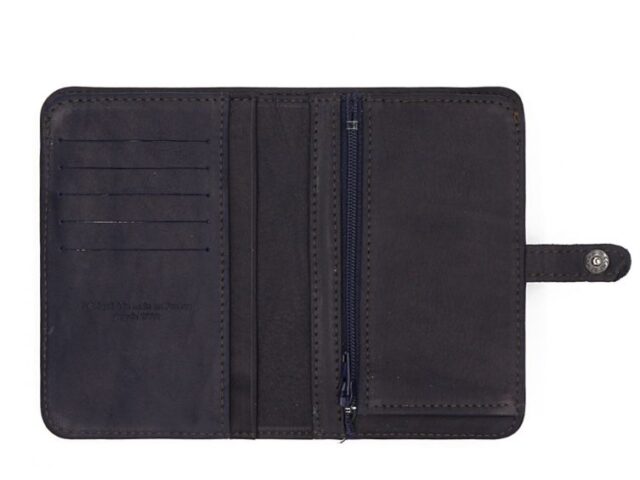 La Guêpe - Petite Maroquinerie - Portefeuille 2 volets en cuir marine - 901