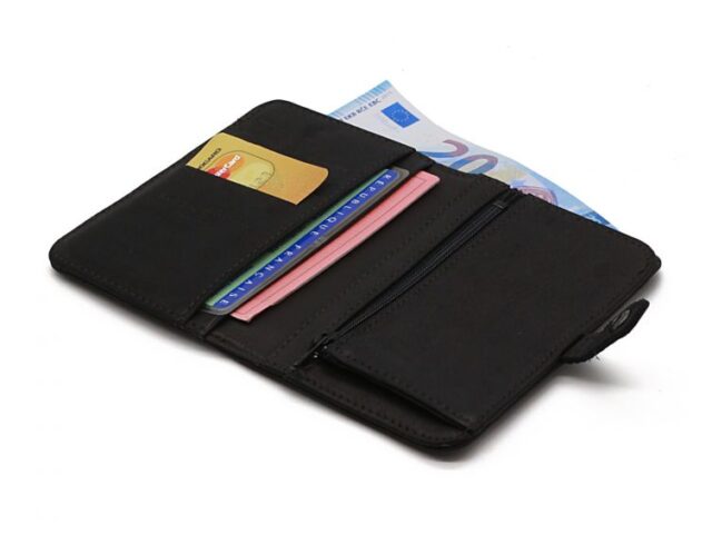 La Guêpe - Petite Maroquinerie - Portefeuille 2 volets en cuir noir - 901