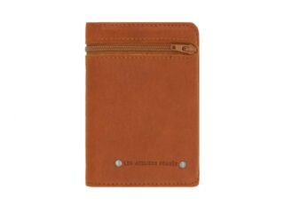 La Guêpe - Portefeuille 3 volets avec zip extérieur cuir fauve – 9234