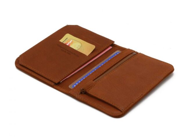 La Guêpe - Petite Maroquinerie - Portefeuille 3 volets avec zip extérieur cuir fauve - 9234