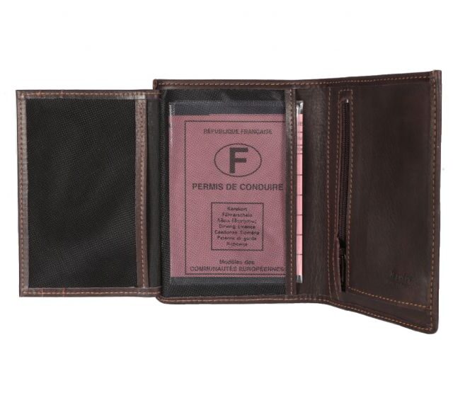 La Guêpe - Petite Maroquinerie - Portefeuille en cuir marron - 183