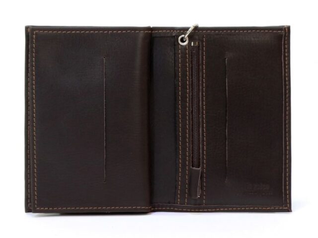 La Guêpe - Petite Maroquinerie - Portefeuille chaînette en cuir marron - 336