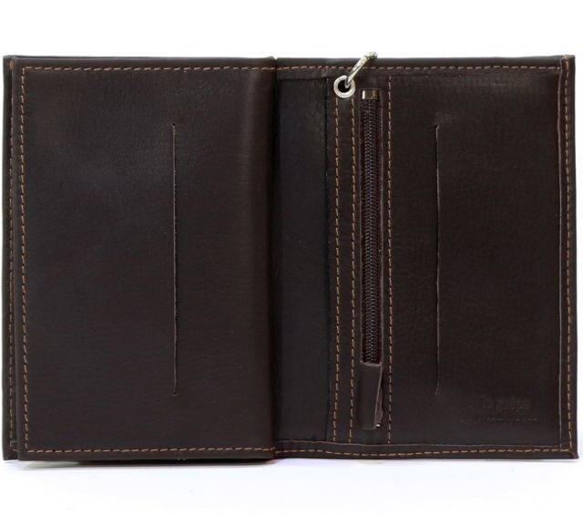 La Guêpe - Petite Maroquinerie - Portefeuille chaînette en cuir marron - 336