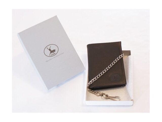 La Guêpe - Petite Maroquinerie - Portefeuille chaînette en cuir marron - 336