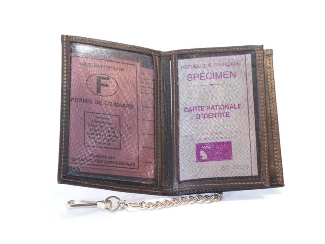 La Guêpe - Petite Maroquinerie - Portefeuille chaînette en cuir marron - 336