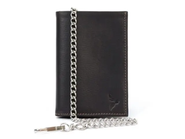 La Guêpe - Portefeuille chaînette en cuir marron – 336