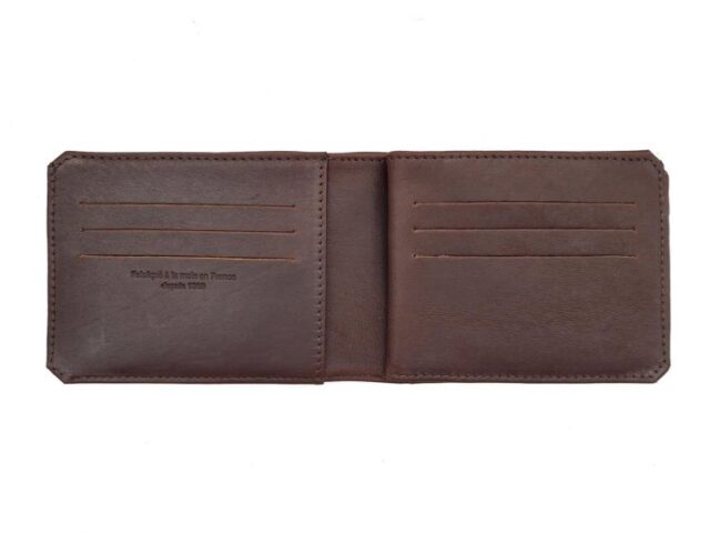 La Guêpe - Petite Maroquinerie - Portefeuille à l'italienne en cuir cognac 3 volets - 960