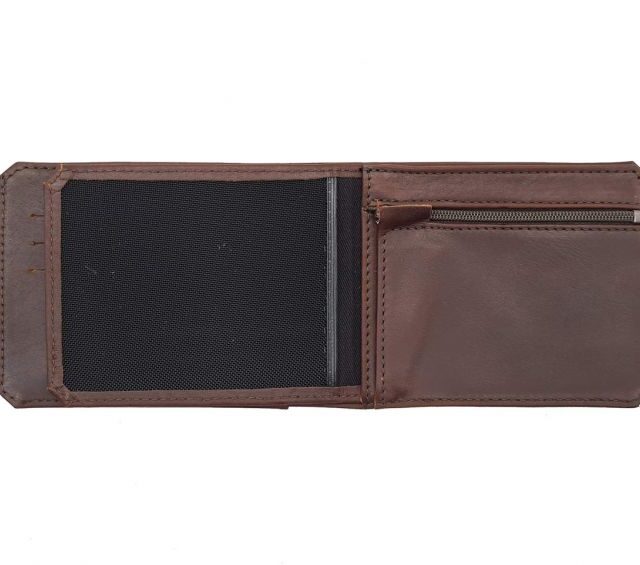 La Guêpe - Petite Maroquinerie - Portefeuille à l'italienne en cuir cognac 3 volets - 960