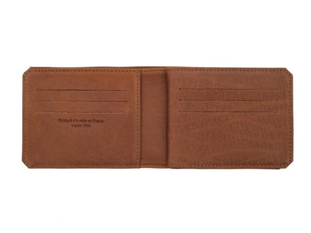 La Guêpe - Petite Maroquinerie - Portefeuille à l'italienne en cuir fauve 3 volets - 960