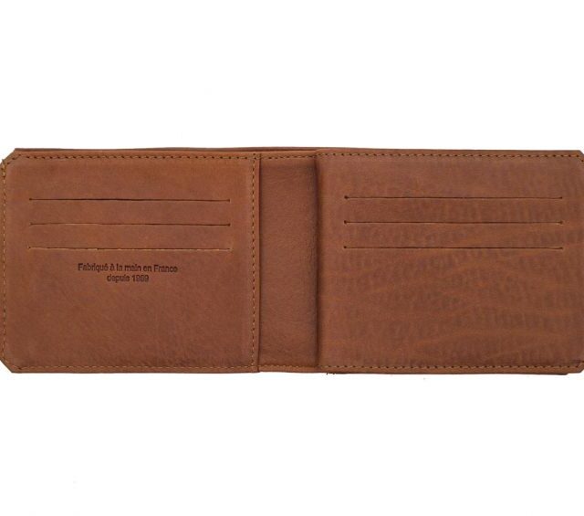 La Guêpe - Petite Maroquinerie - Portefeuille à l'italienne en cuir fauve 3 volets - 960