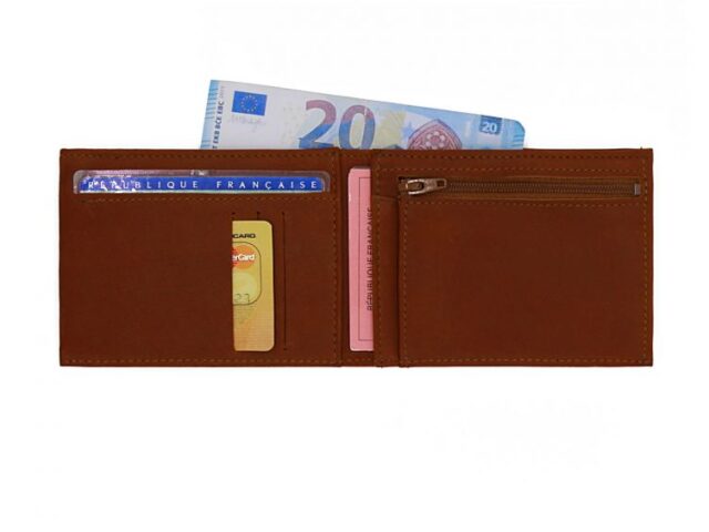 La Guêpe - Petite Maroquinerie - Portefeuille à l'italienne en cuir fauve - 955