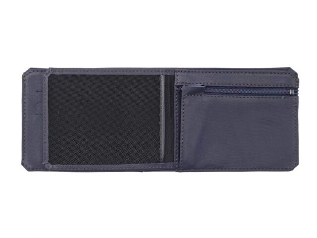 La Guêpe - Petite Maroquinerie - Portefeuille à l'italienne en cuir marine 3 volets - 960