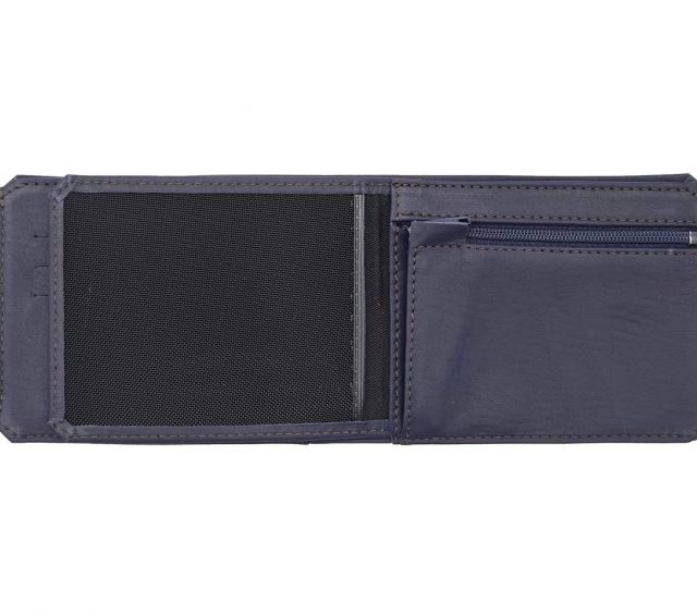 La Guêpe - Petite Maroquinerie - Portefeuille à l'italienne en cuir marine 3 volets - 960