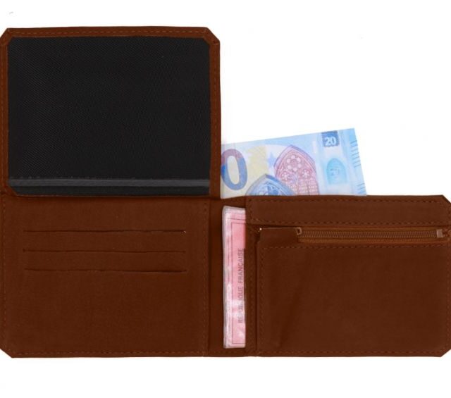 La Guêpe - Petite Maroquinerie - Portefeuille anti-RFID en cuir cognac - 9110 X