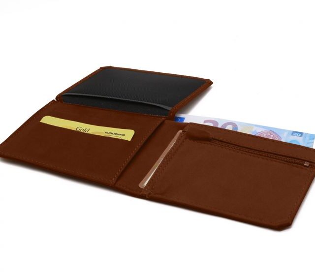 La Guêpe - Petite Maroquinerie - Portefeuille anti-RFID en cuir cognac - 9110 X