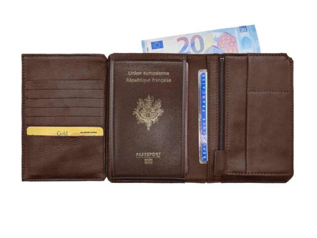 La Guêpe - Petite Maroquinerie - Portefeuille anti-RFID en cuir cognac - 9120 X