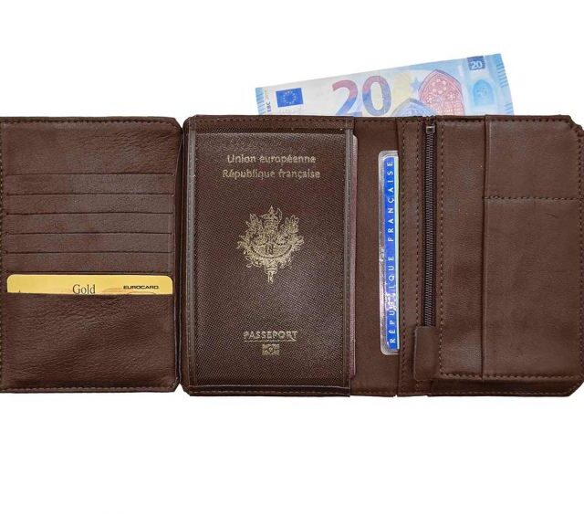 La Guêpe - Petite Maroquinerie - Portefeuille anti-RFID en cuir cognac - 9120 X