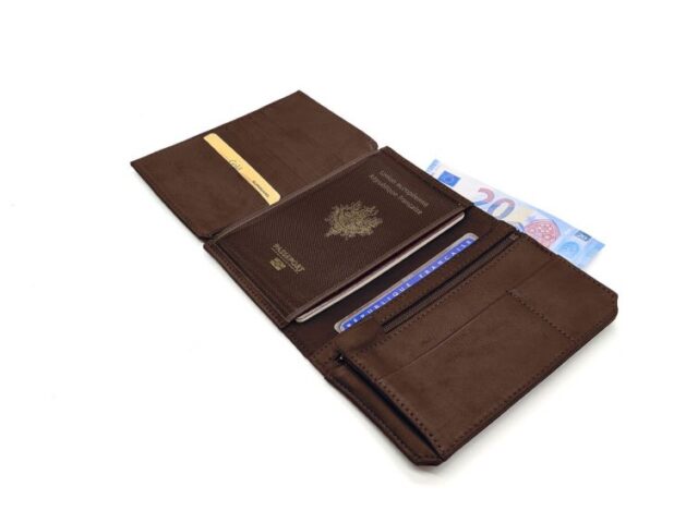 La Guêpe - Petite Maroquinerie - Portefeuille anti-RFID en cuir cognac - 9120 X