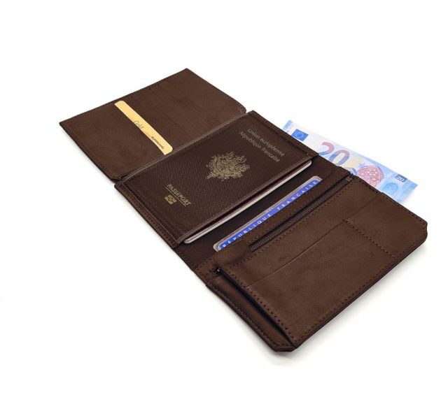 La Guêpe - Petite Maroquinerie - Portefeuille anti-RFID en cuir cognac - 9120 X