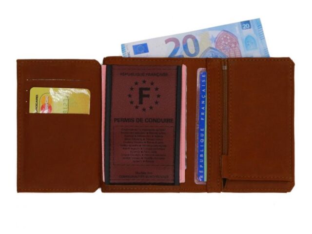 La Guêpe - Petite Maroquinerie - Portefeuille anti-RFID en cuir cognac - 949 X