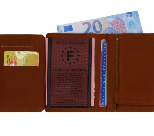 La Guêpe - Petite Maroquinerie - Portefeuille anti-RFID en cuir cognac - 949 X