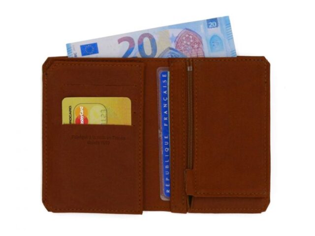 La Guêpe - Petite Maroquinerie - Portefeuille anti-RFID en cuir cognac - 949 X