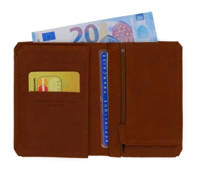 La Guêpe - Petite Maroquinerie - Portefeuille anti-RFID en cuir cognac - 949 X