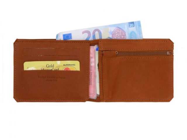 La Guêpe - Petite Maroquinerie - Portefeuille anti-RFID en cuir fauve - 9110 X